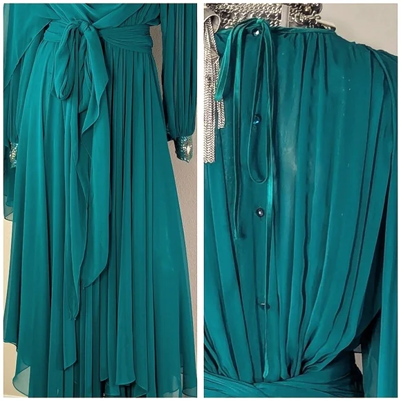 ViNTage Chiffon Fairy Whimsical "Mother of Bride" Evening Wedding Fluid Dress - Picture 14 of 16